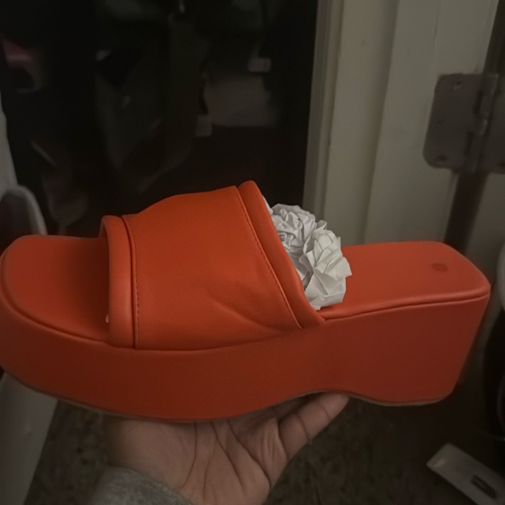 orange platform sandals